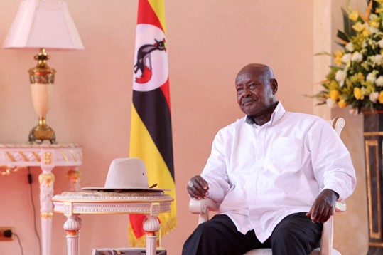 Presiden Uganda Yoweri Museveni di Entebbe, Uganda, 12 Juli 2023. (Foto: Rueters)