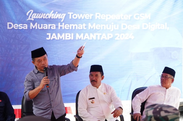 Gubernur Al Haris Launching Repeater GSM di Kawasan Muara Hemat