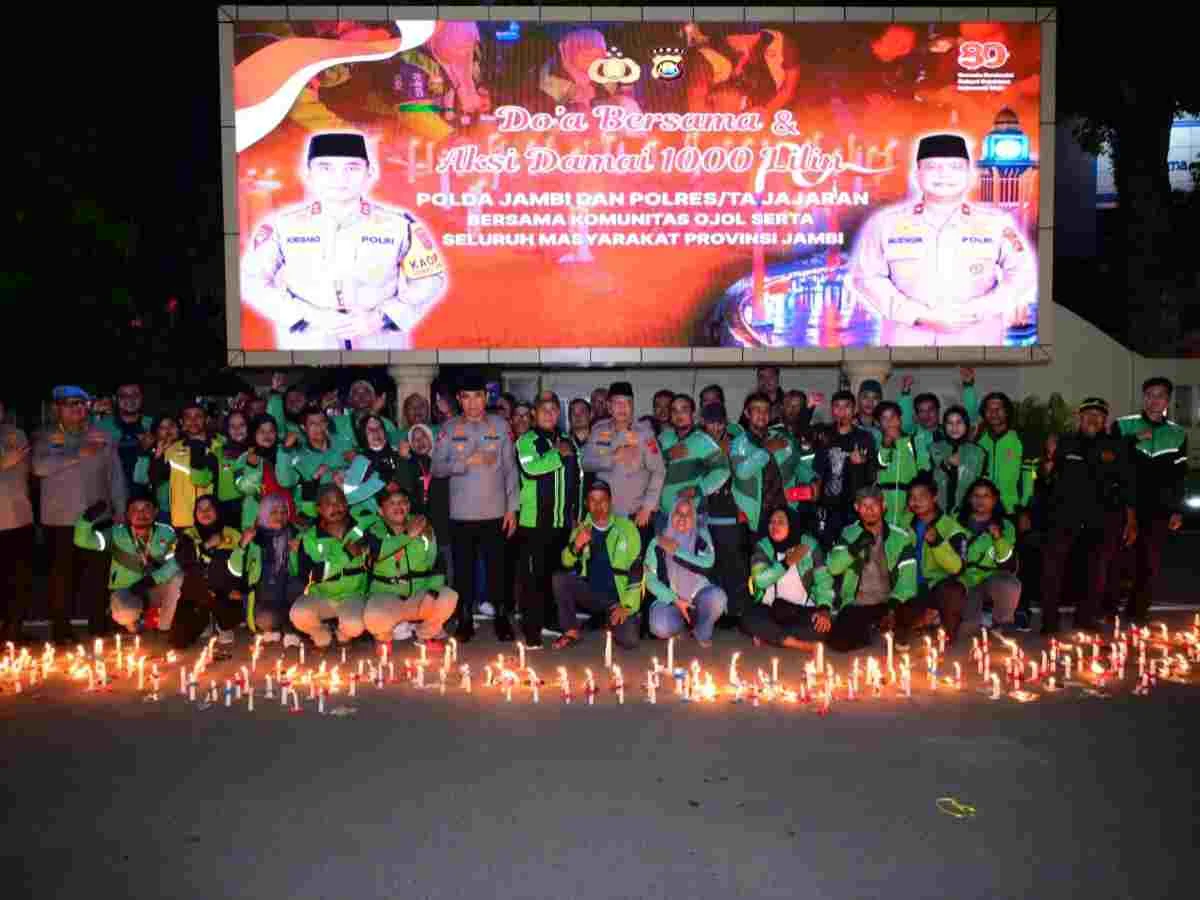 Aksi Damai 1000 Lilin di Mapolda Jambi, Kapolda Sampaikan Duka Cita Mendalam