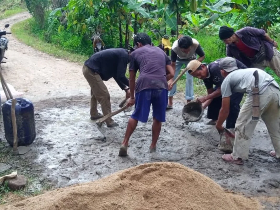 Kritik Lewat Aksi: Warga Perbaiki Jalan Utama Dusun Pancur Bangun Jalan Tanpa Bantuan Pemerintah